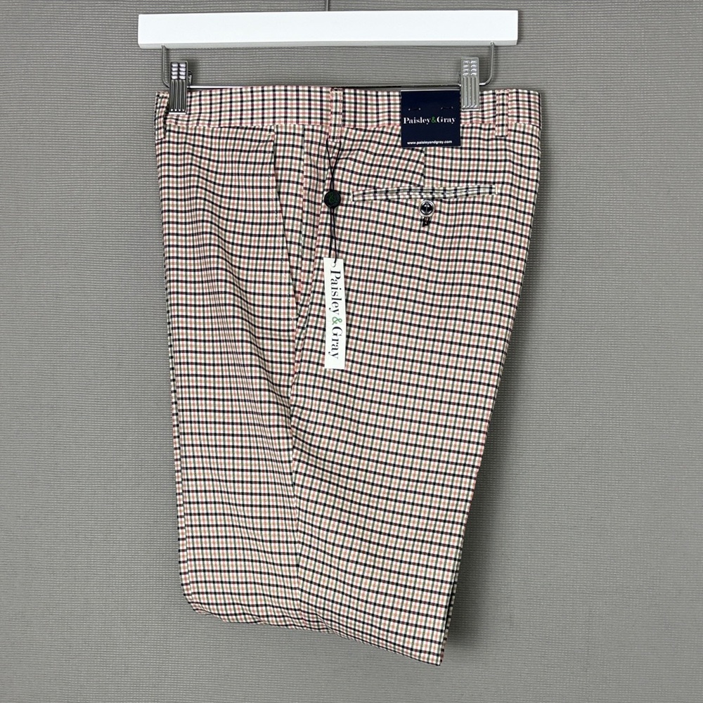 Paisley & Gray Beige, Navy & Red Plaid Dress Pants